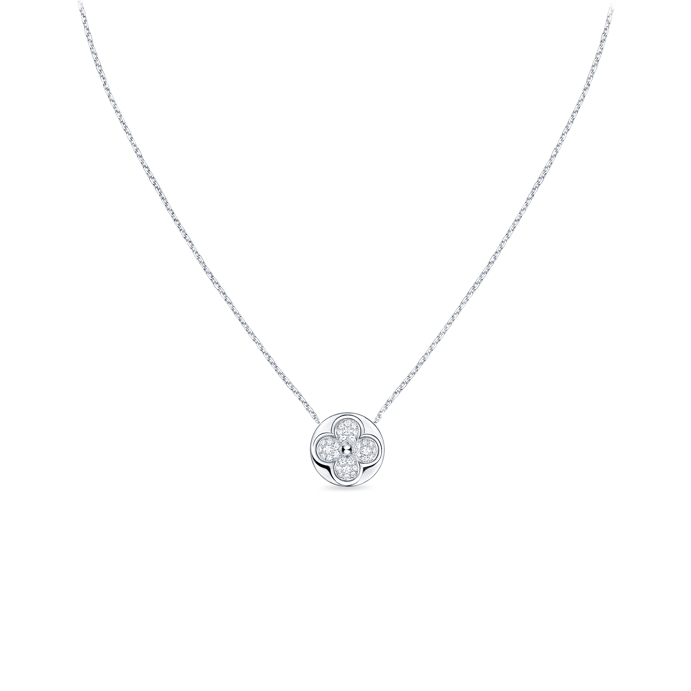 LOUIS VUITTON DIAMOND BLOSSOM SUN PENDANT, WHITE GOLD AND DIAMONDS Q93630